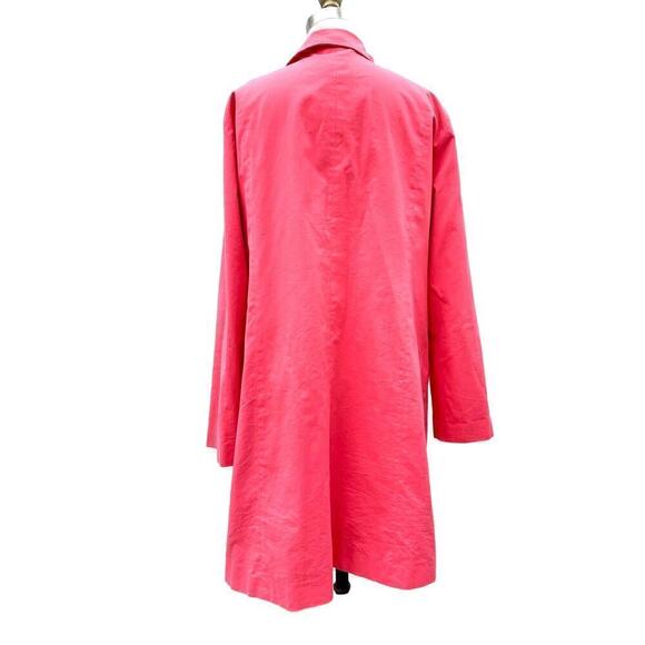 Eileen Fisher L Duster Coat Pink Open Front Cotton Rain Swing Coat 100% Cotton - Picture 3 of 6